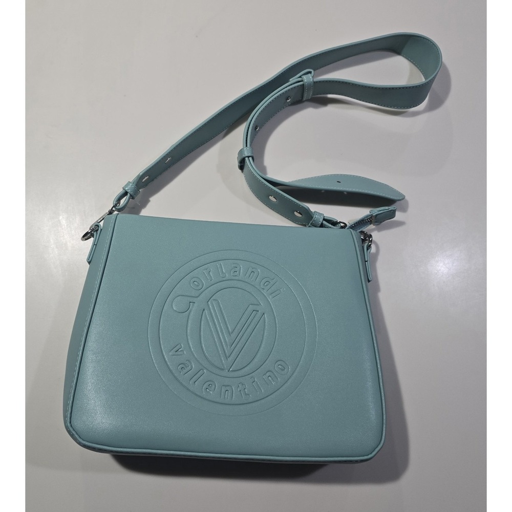 Valentino Orlandi Embossed Teal Vegan‎ Leather Crossbody Bag w/ Wallet NWT - Picture 2 of 7